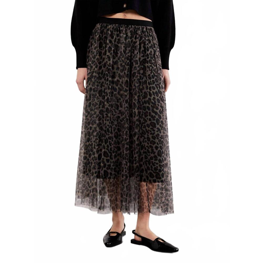 NEW APRICOT leopard tulle skirt in brown